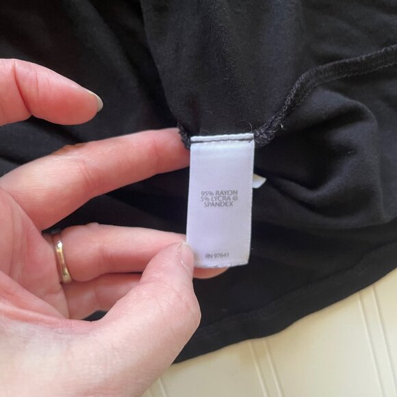 J Jill Wearever Top Black Small 3/4 Sleeve Faux Wrap Pleats Light Stretch T4 - Picture 6 of 10